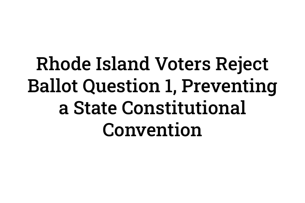 RI Voters Reject Ballot Question 1