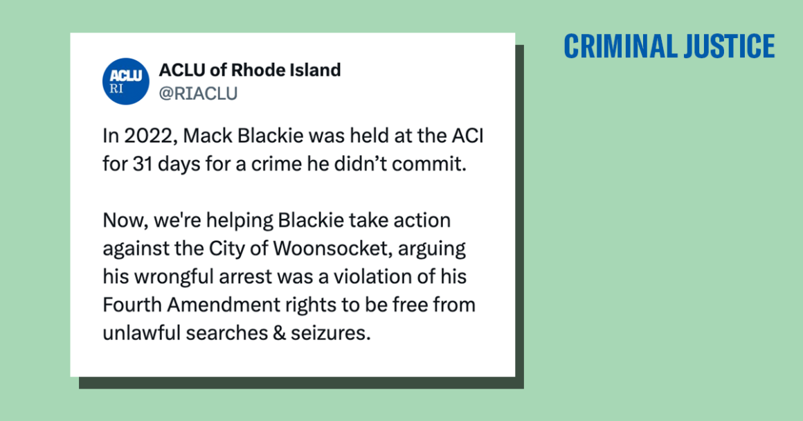 Mack Blackie was held at the ACI for 31 days for a crime he didn’t commit.